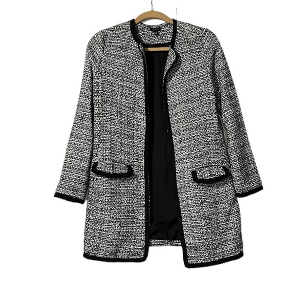 Talbots Tweed Mid Length Jacket Black and White Size XS Business Career - Picture 1 of 5